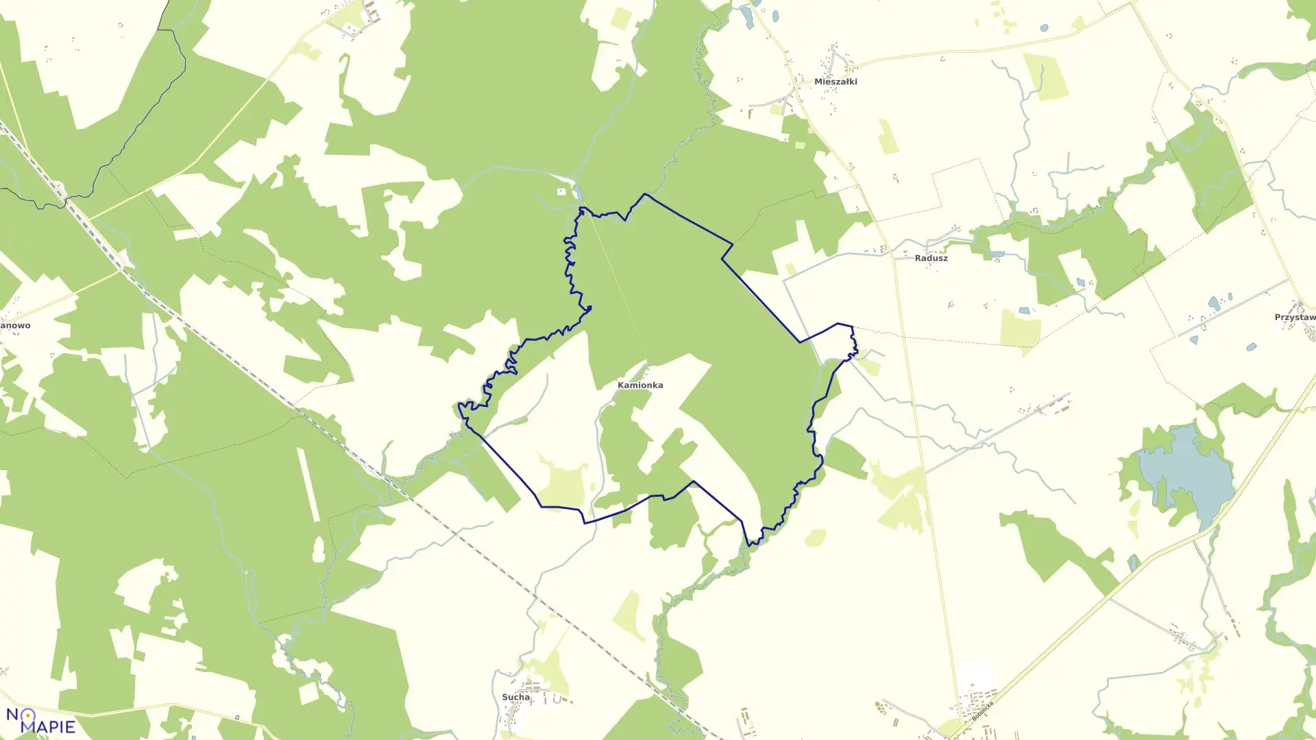 Mapa obrębu Kamionka w gminie Grzmiąca