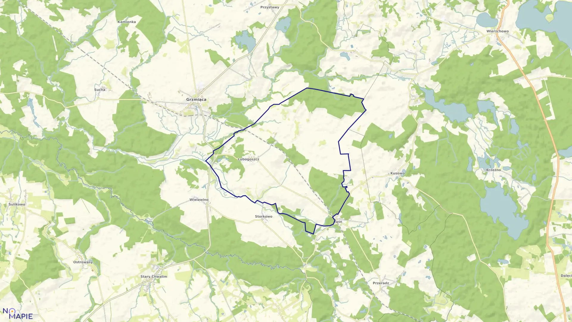 Mapa obrębu Lubogoszcz w gminie Grzmiąca