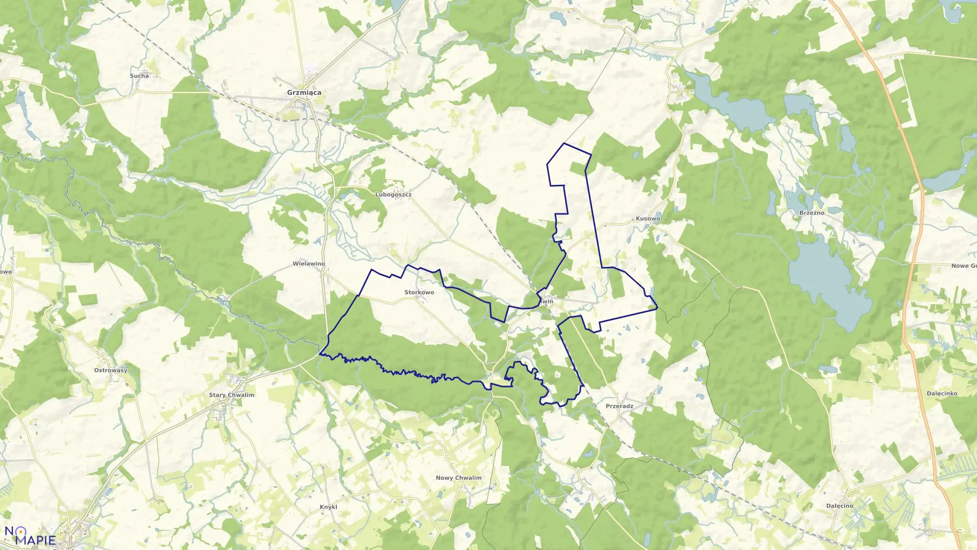 Mapa obrębu Storkowo w gminie Grzmiąca